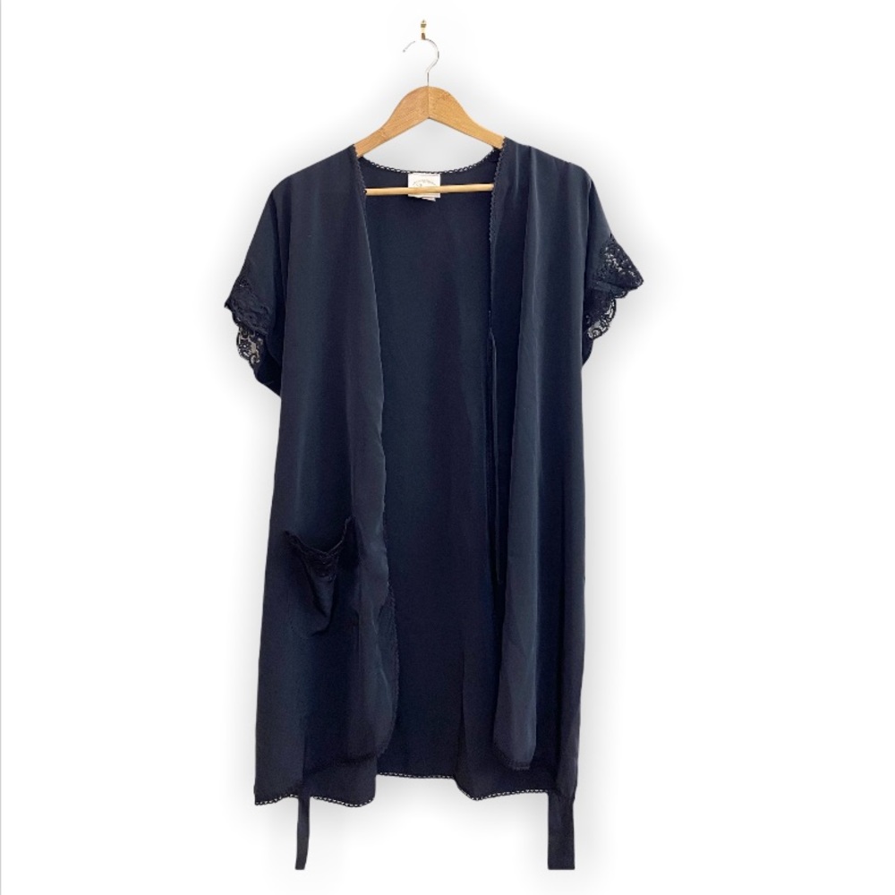 Vintage Black Silk & Satin Robe